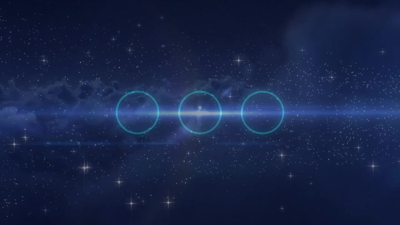 Abstract Motion Graphics with Glowing Rings and Starry Night Sky