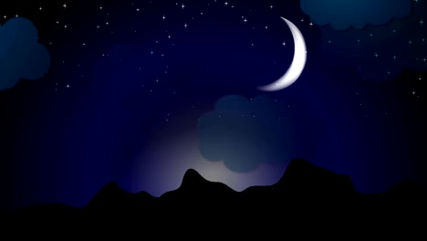 moonlight night video animation with clouds and stars