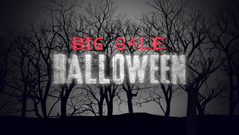 Halloween-Big-Sale-with-mystical-forest-in-night-with-white-sky