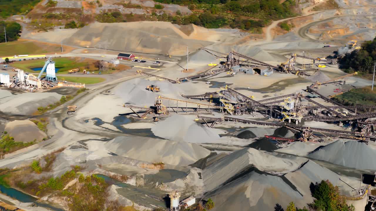 Aerial View Of Industrial Sand And Gravel Quarry - Jones Mill Quarry In Arkansas, USA