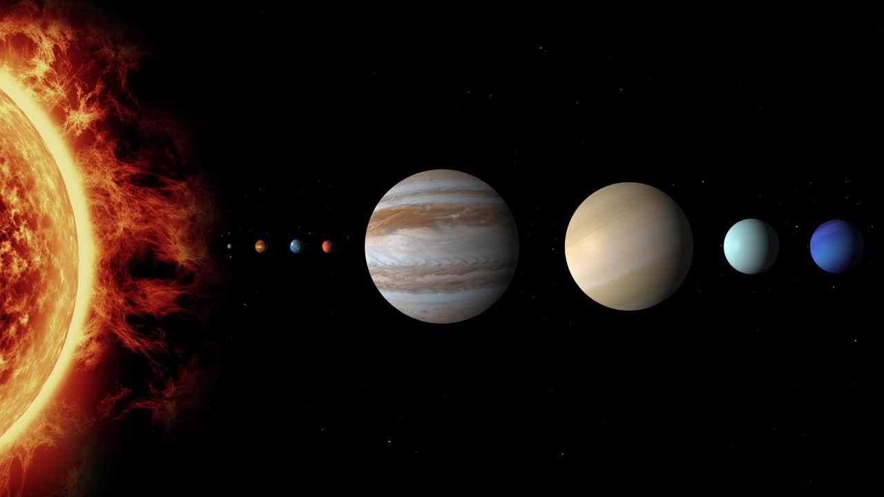 gira animada de los planetas que orbitan alrededor del sol
