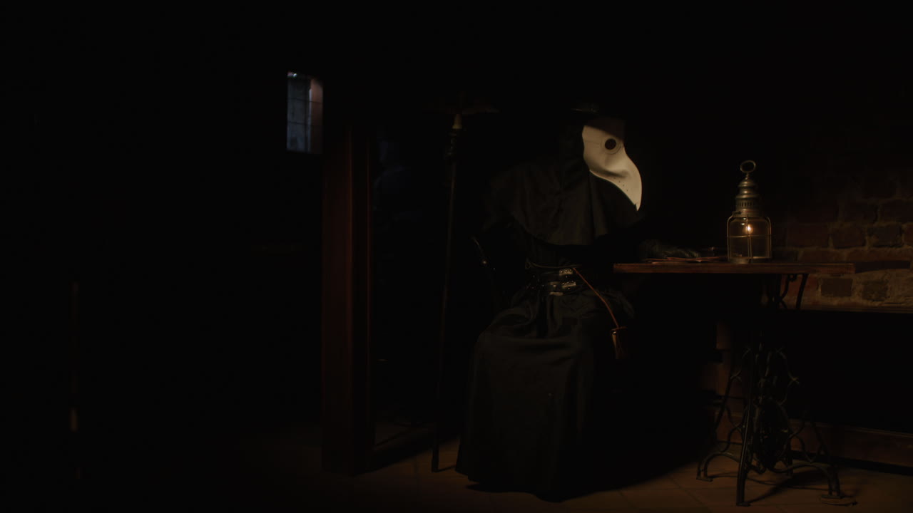 Plague Doctor in a Dark Room