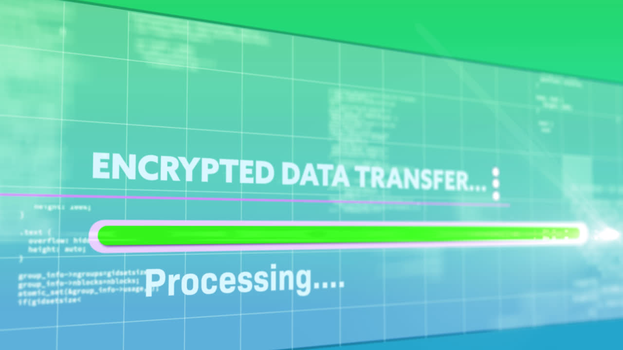 animación del procesamiento de datos sobre un fondo verde