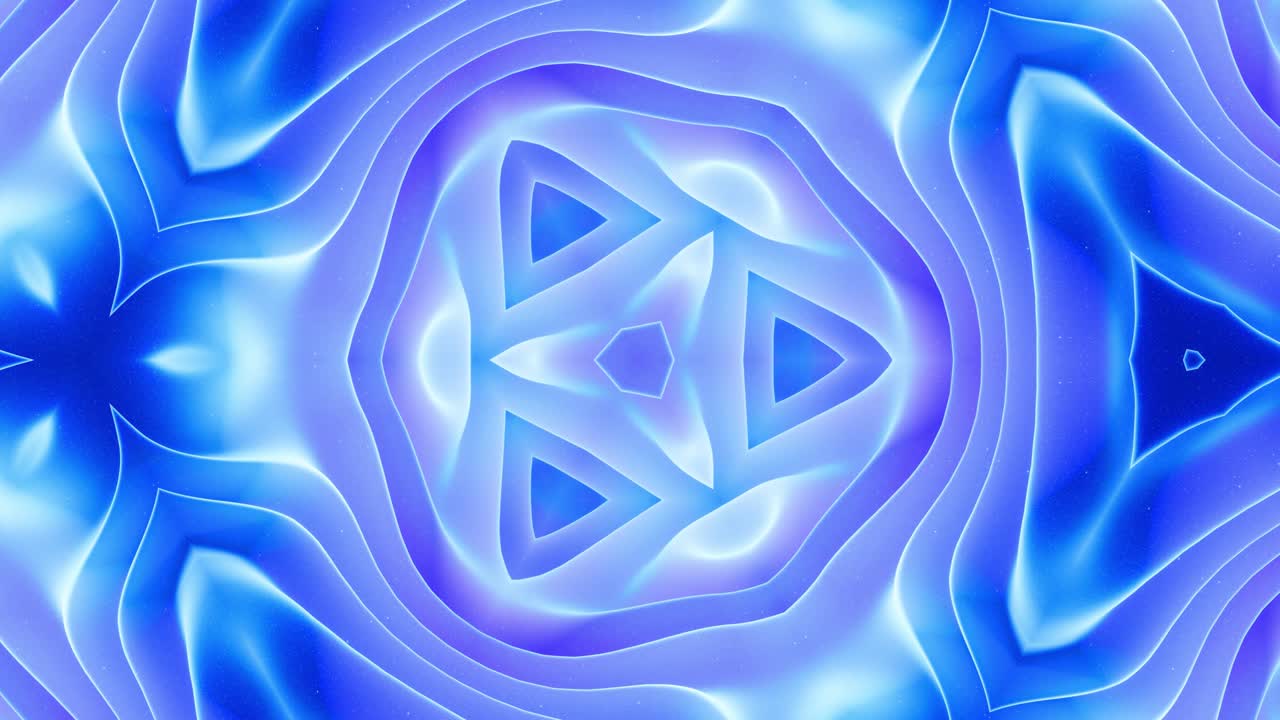 Smooth looped animation of 3d abstract soft matte shape like flower or mandala, symmetrical structure of blue purple velvet material interspersed sequins, changes shapes smoothly cyclical. Gradient