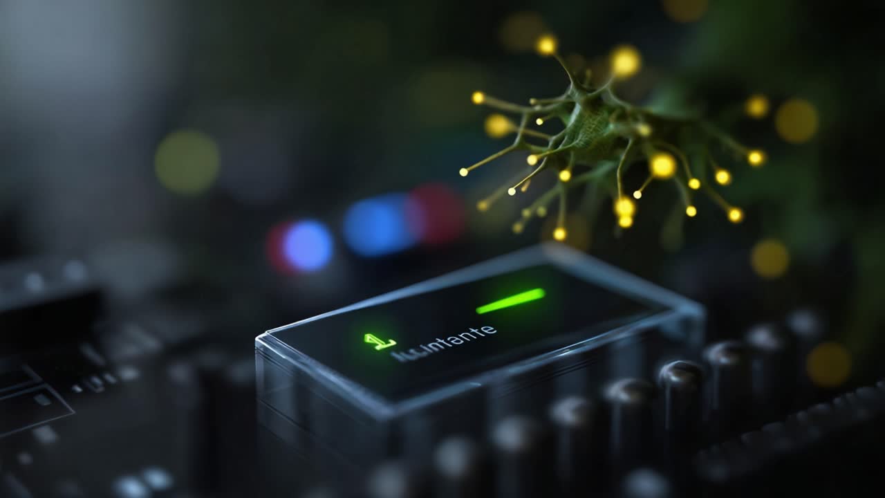 Illuminated Audio Control Panel with Green Indicator and Captivating Glow of Nature's Accents on a Musical Interface in a Darkened Setting