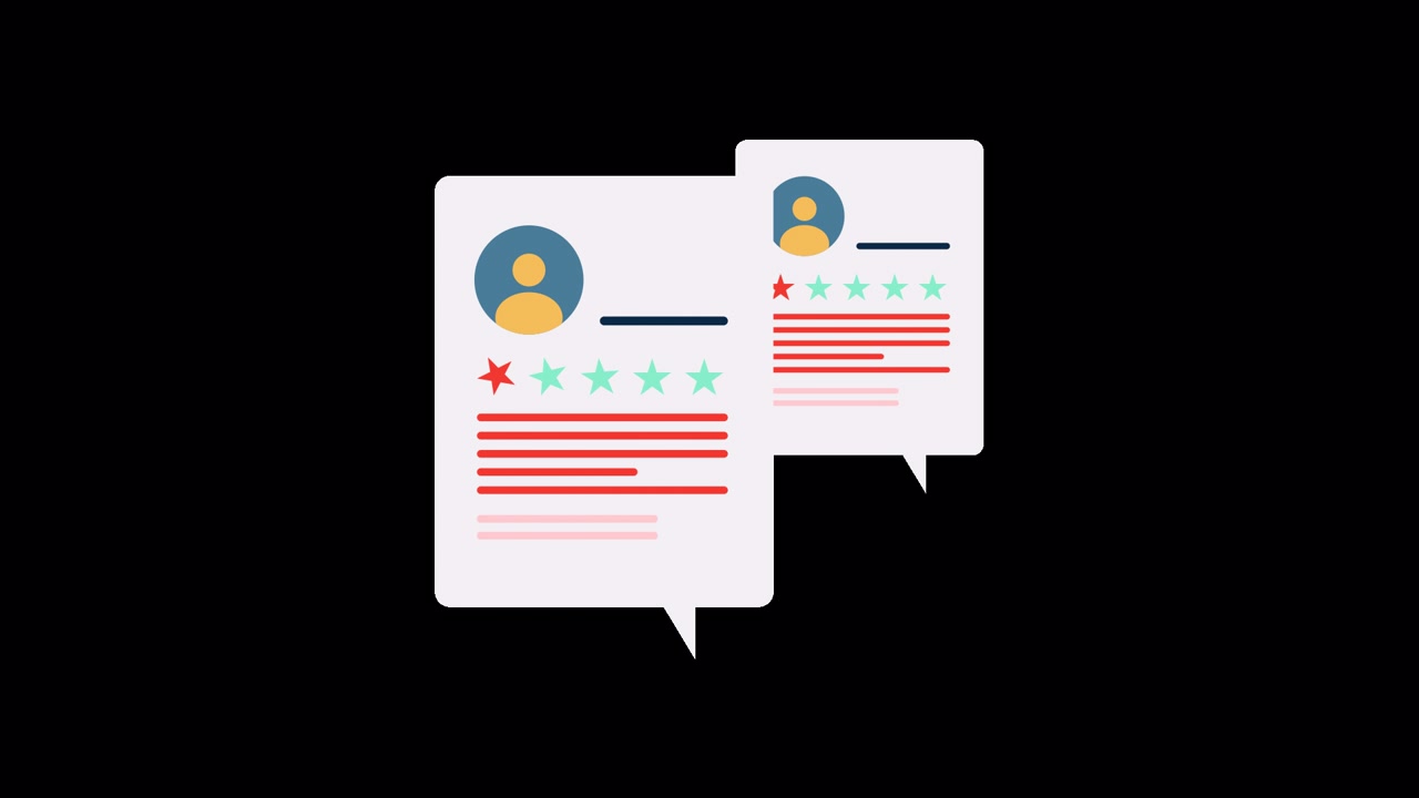 Animated Speech Bubbles Displaying Customer Reviews and Star Ratings