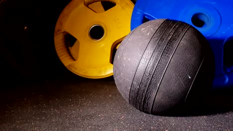 slam dunk med ball made of rubber takes a beating hitting the floor in gym