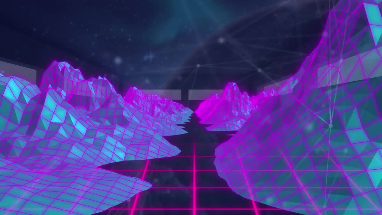 animación de glaciares generados en 3d a través de una red de conexiones