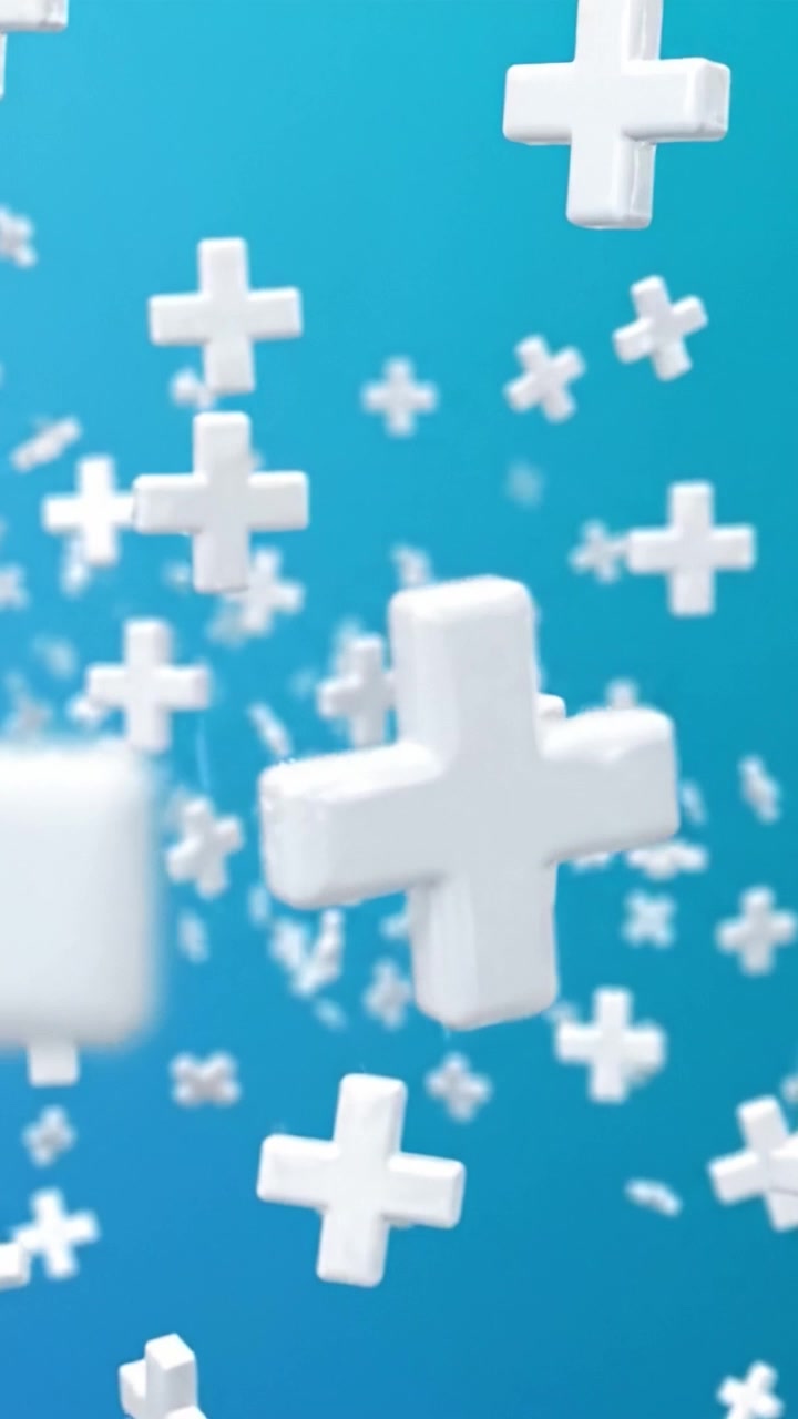 Floating White Plus Signs Against a Gradient Blue Background, Symbolizing Addition, Growth, and Positive Progress in a Digital Context