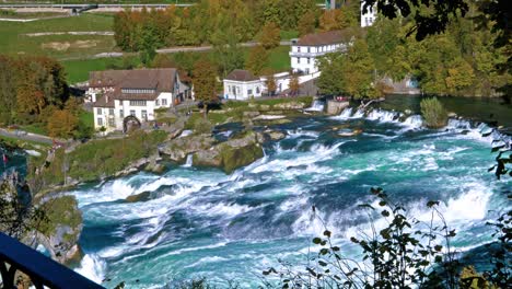 the rhine falls near zurich at indian summer, waterfall in switzerland