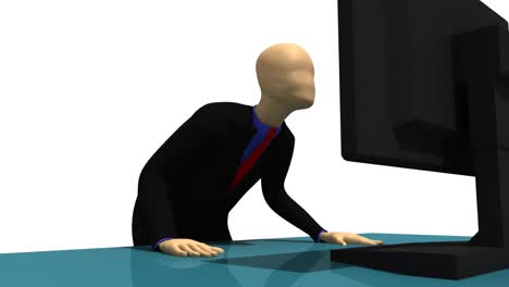 Animation-presenting-3d-man-sitting-in-front-of-a-screen-at-a-table