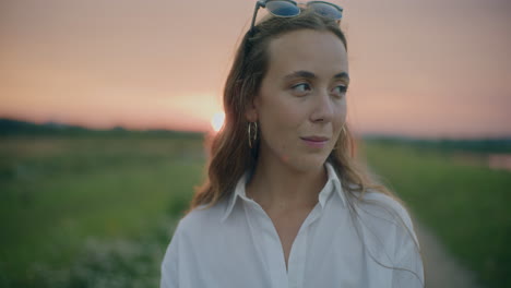 Pensive-Woman-At-Dusk-Outdoors