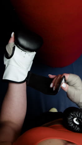 woman preparing for boxing training