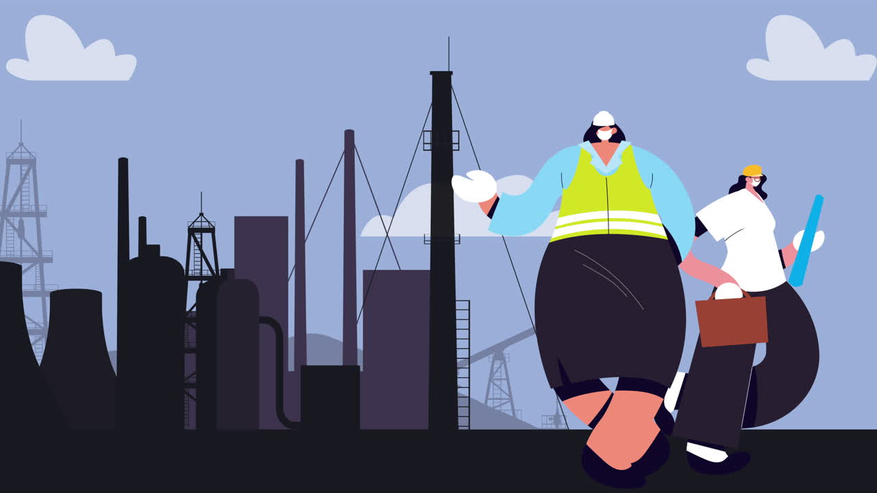 constructor y arquitecto usando máscara médica para la protección contra covid-19 en la refinería