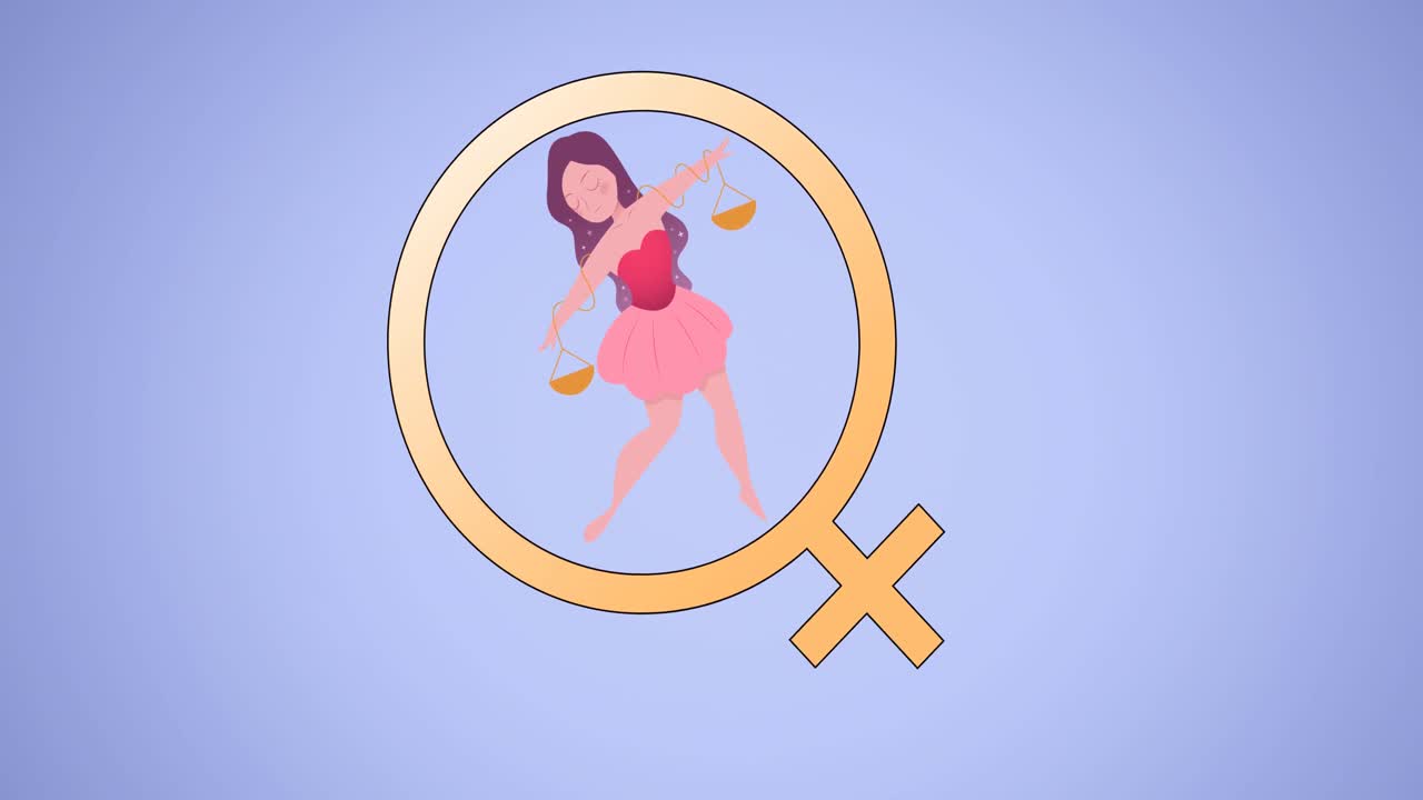 animación de la mujer libra en el símbolo de la mujer