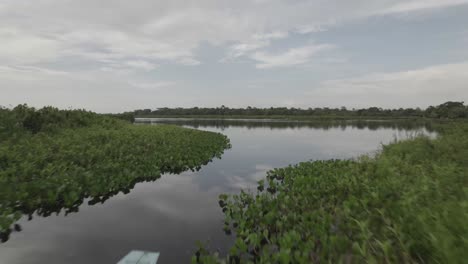 Flying-Over-Laguna-Negra-In-Colombia-On-A-Cloudy-Day---aerial-drone-shot