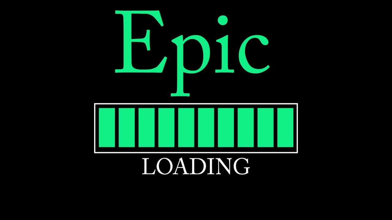 로딩, 다운로드, 업로드 바 표시와 함께 에피크 텍스트