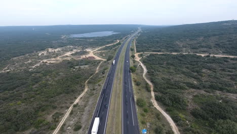 highway and solar park in south of france by drone