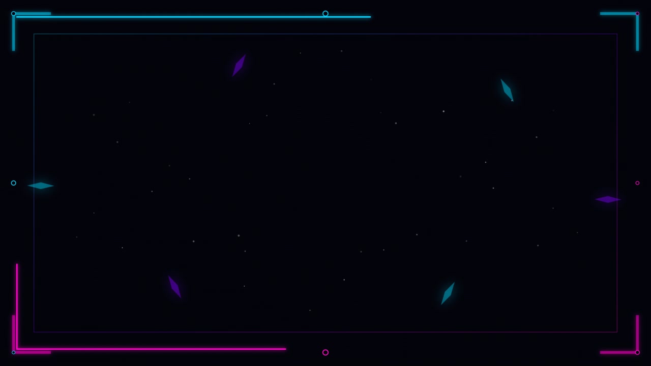 Abstract Neon Geometric Frame with Floating Particles