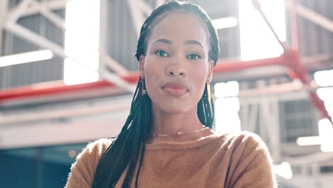 Portrait, leader and business woman with a vision