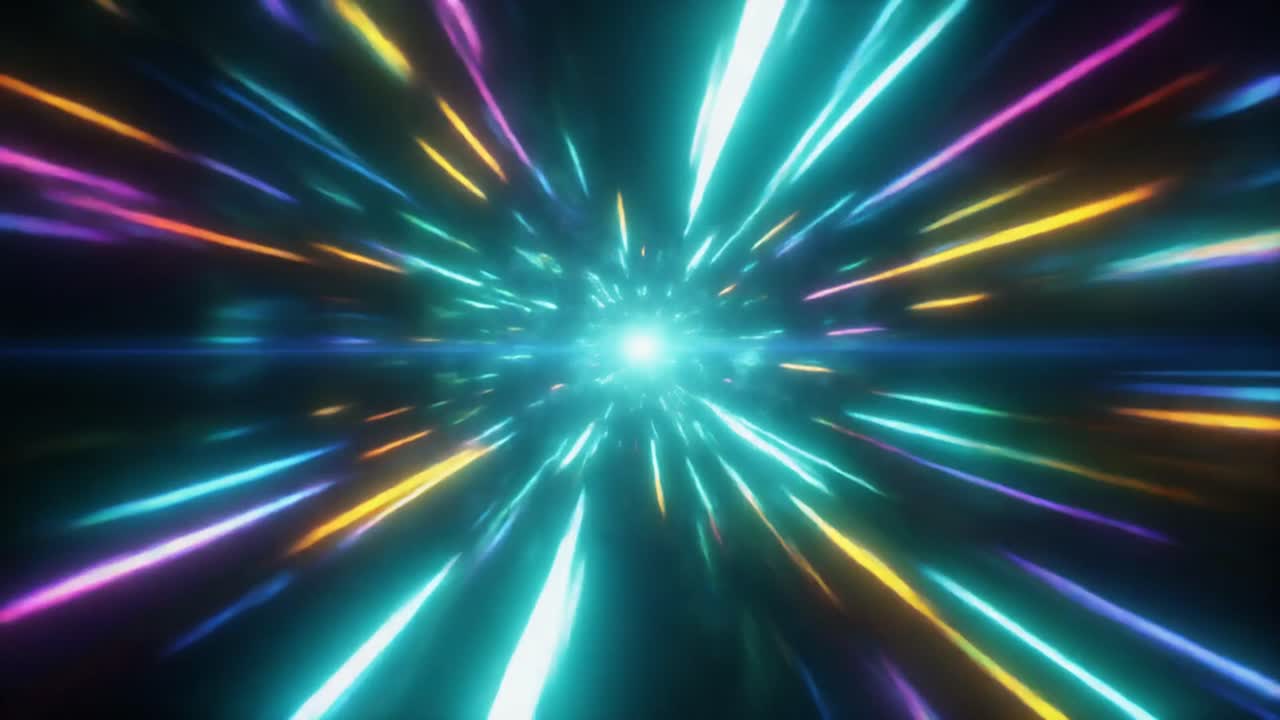Abstract Hyperspace Travel Through a Colorful Light Tunnel