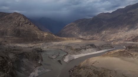 aerial ascend above the three mountains junction view point in pakistan, where the himalayas, karakorams, and hindukush meet