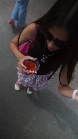 young woman with drinks