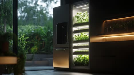 smart refrigerator with indoor herb garden