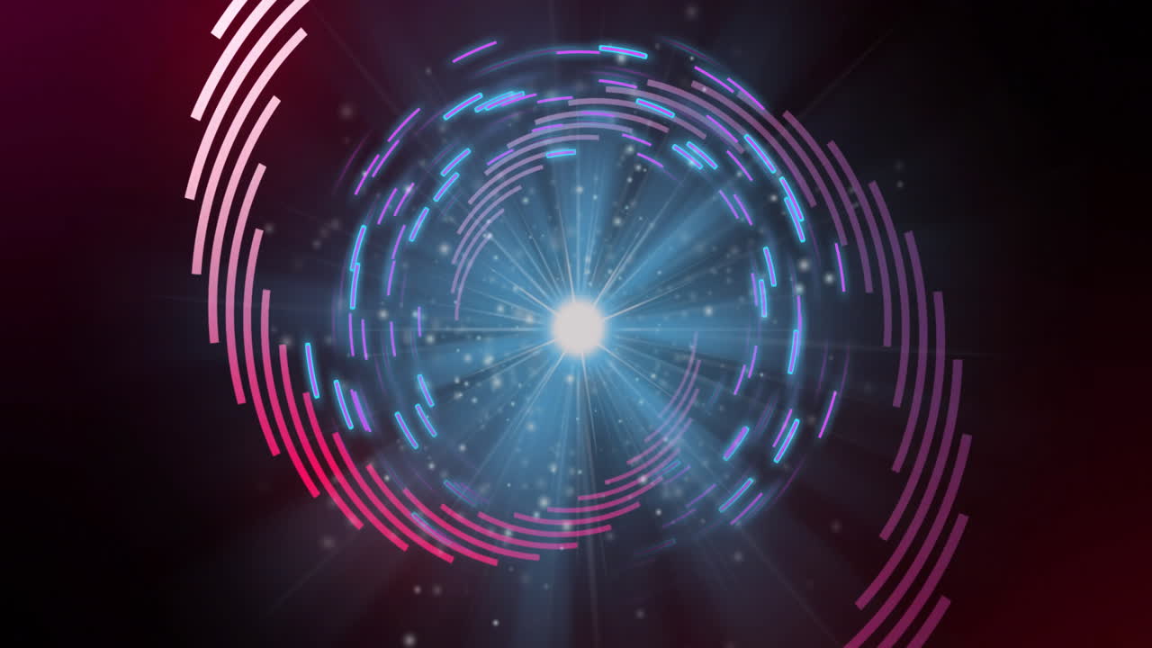 Animation of glowing circular light pattern with blue and pink radial beams