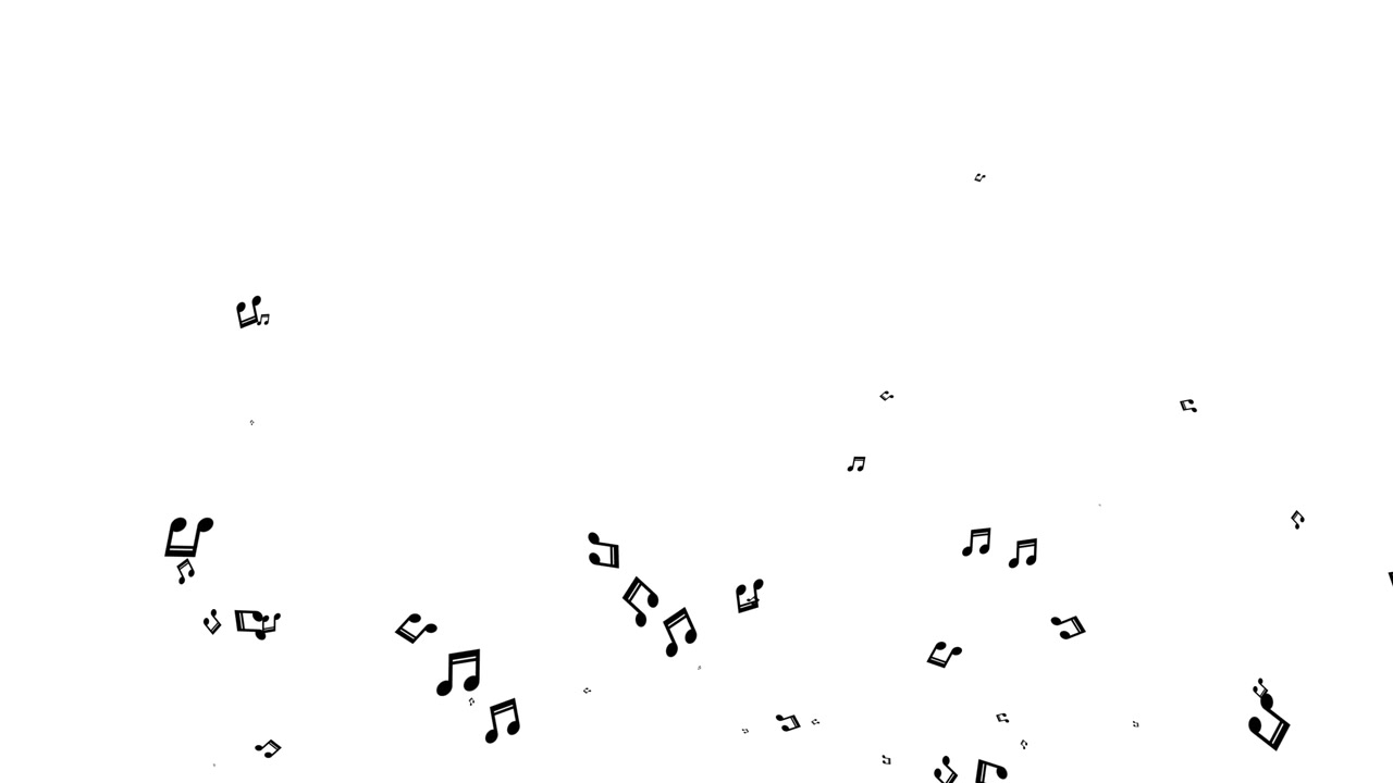 Floating Musical Notes on White Background