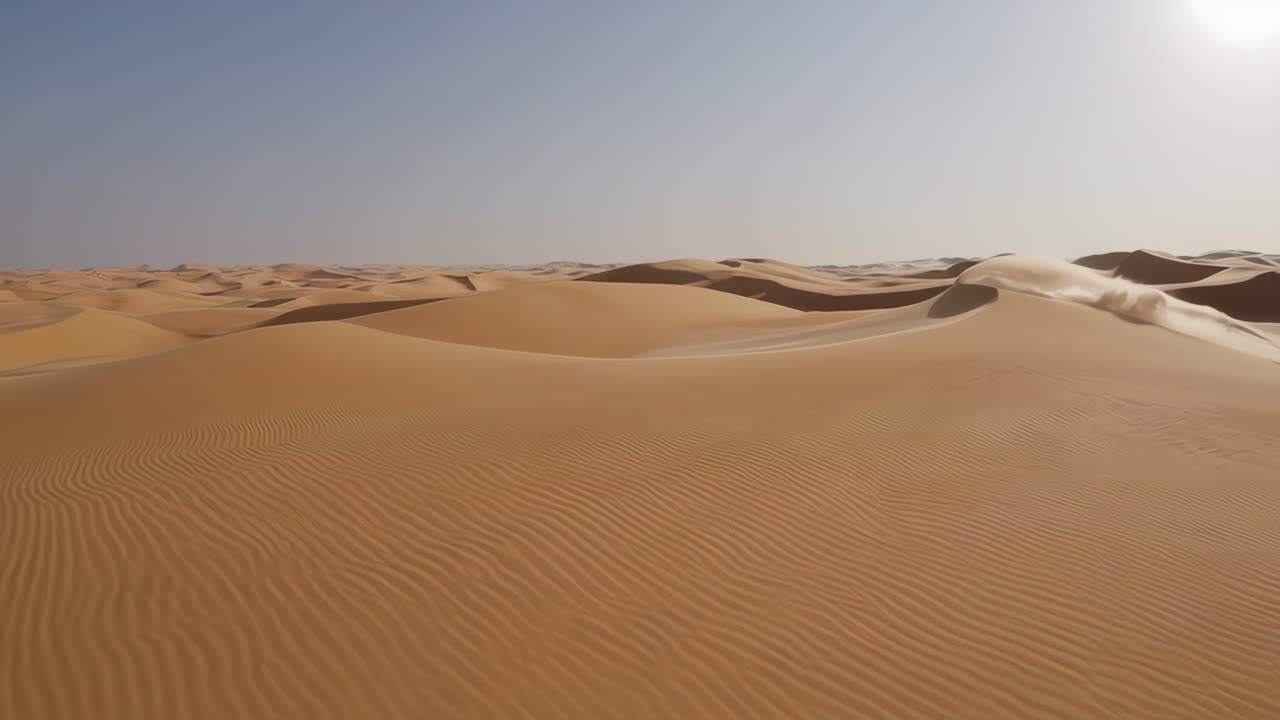 Sand Blowing Across Desert Dunes in a Windstorm