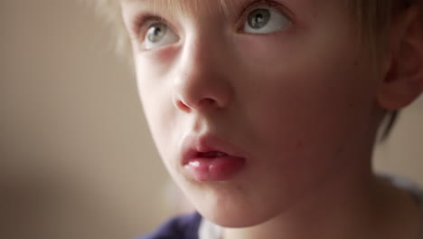 Close-up-portrait-of-a-little-boy-looking-up-and-paying-attention