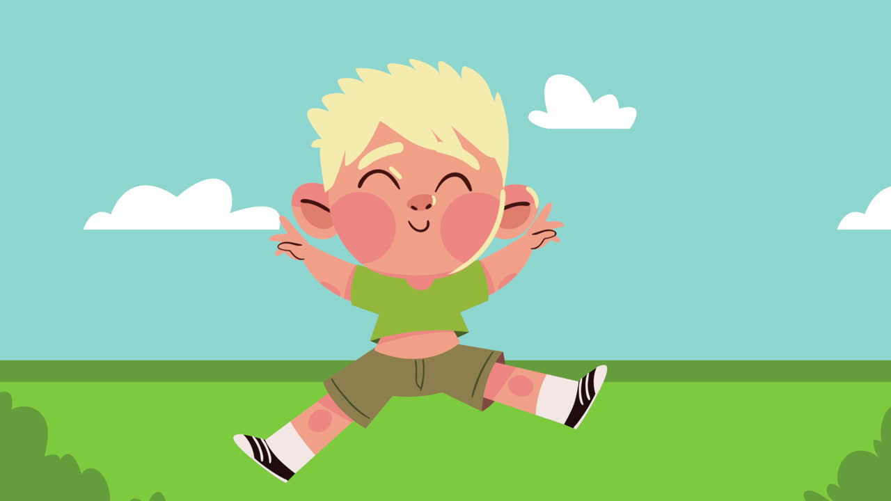 animación de personajes de niños rubios