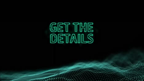 animación de obtener los detalles de texto y procesamiento de datos sobre malla verde