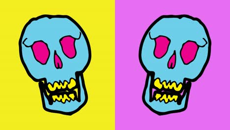 niños dibujando arte pop fondo sin costuras con el tema de la calavera