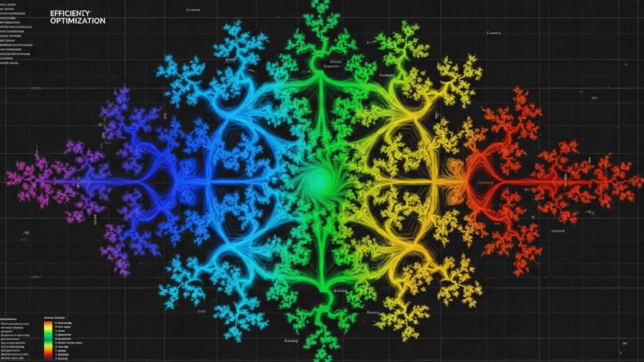 A Stunning Visualization of Fractal Patterns and Color Gradients Demonstrating the Concept of Efficiency Optimization in Abstract Design