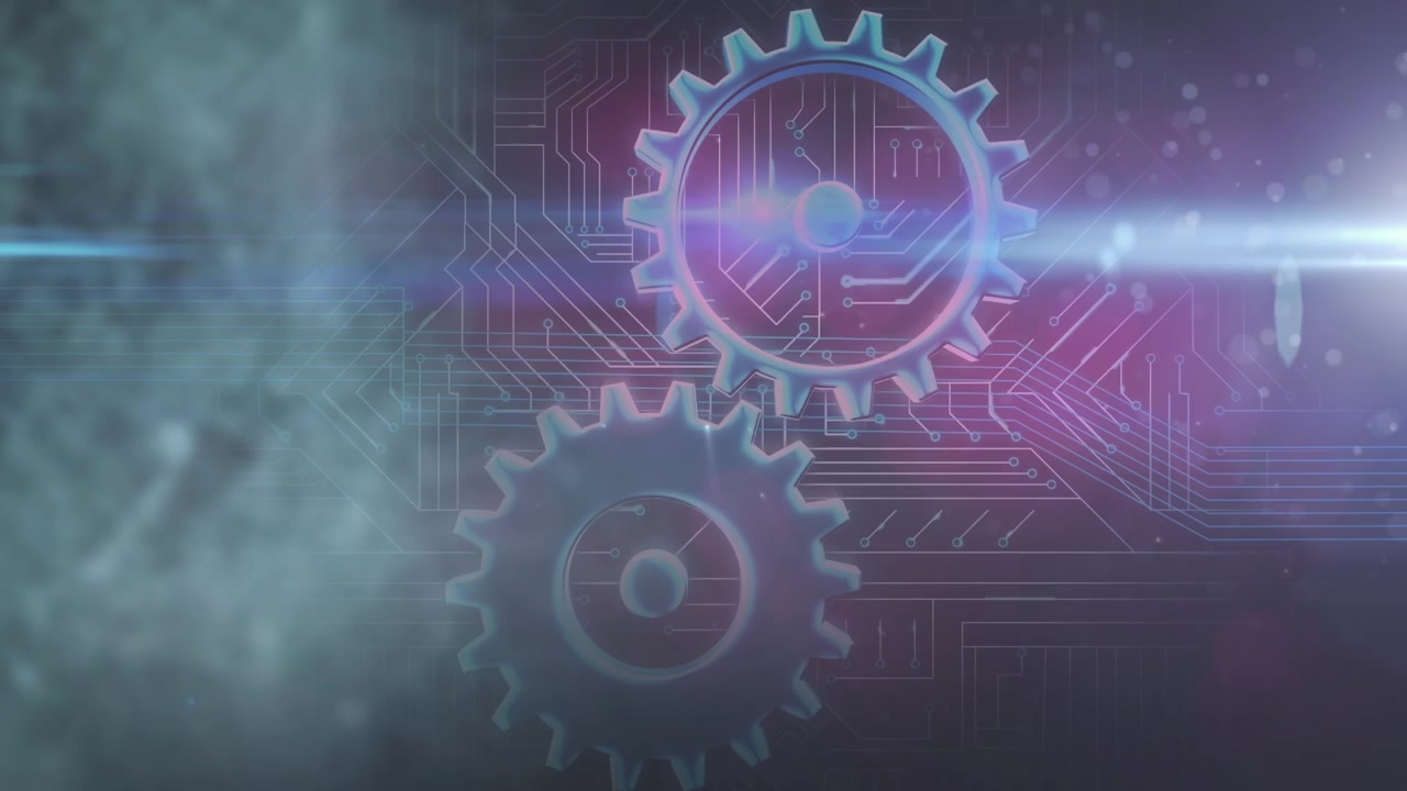 Animation of cogs moving over network of connections