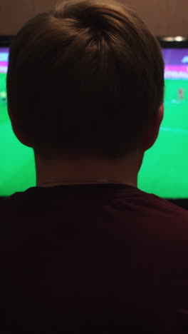 niño viendo un partido de fútbol en la televisión