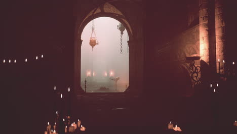 dark and mysterious gothic castle hall