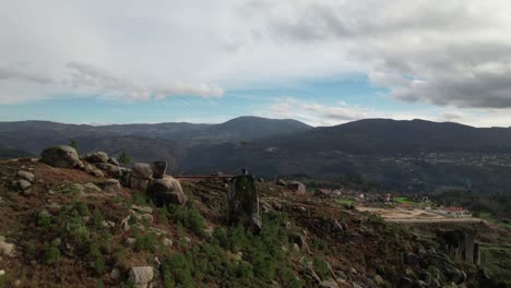 Fly-Above-Beautiful-Nature-Landscape-from-Faião-Gerês-Portugal