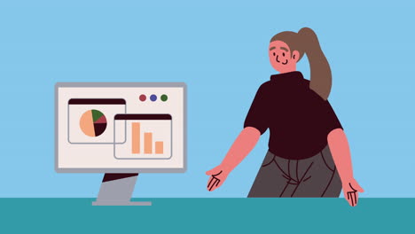 elegante mujer de negocios con animación de escritorio