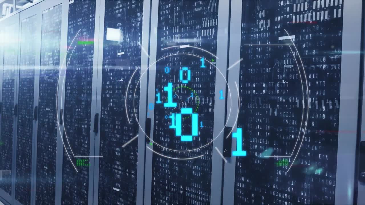Animation of data processing over server room