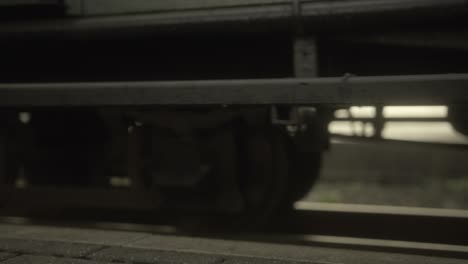 close-up of train engine components
