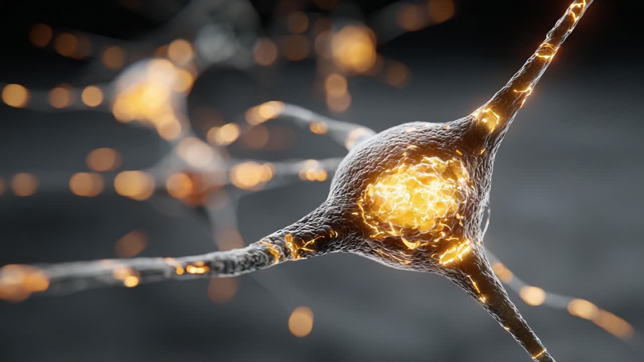 Stunning Visualization of Neuronal Activity with Glowing Synapses: A Close-Up of Complex Neural Connections in a Dynamic Brain Environment