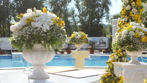 outdoor wedding decorations by the pool