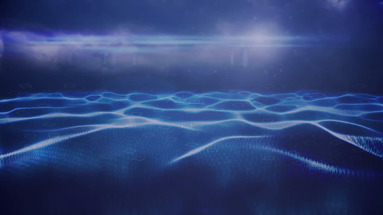 Digital waves forming abstract animation patterns on futuristic blue background