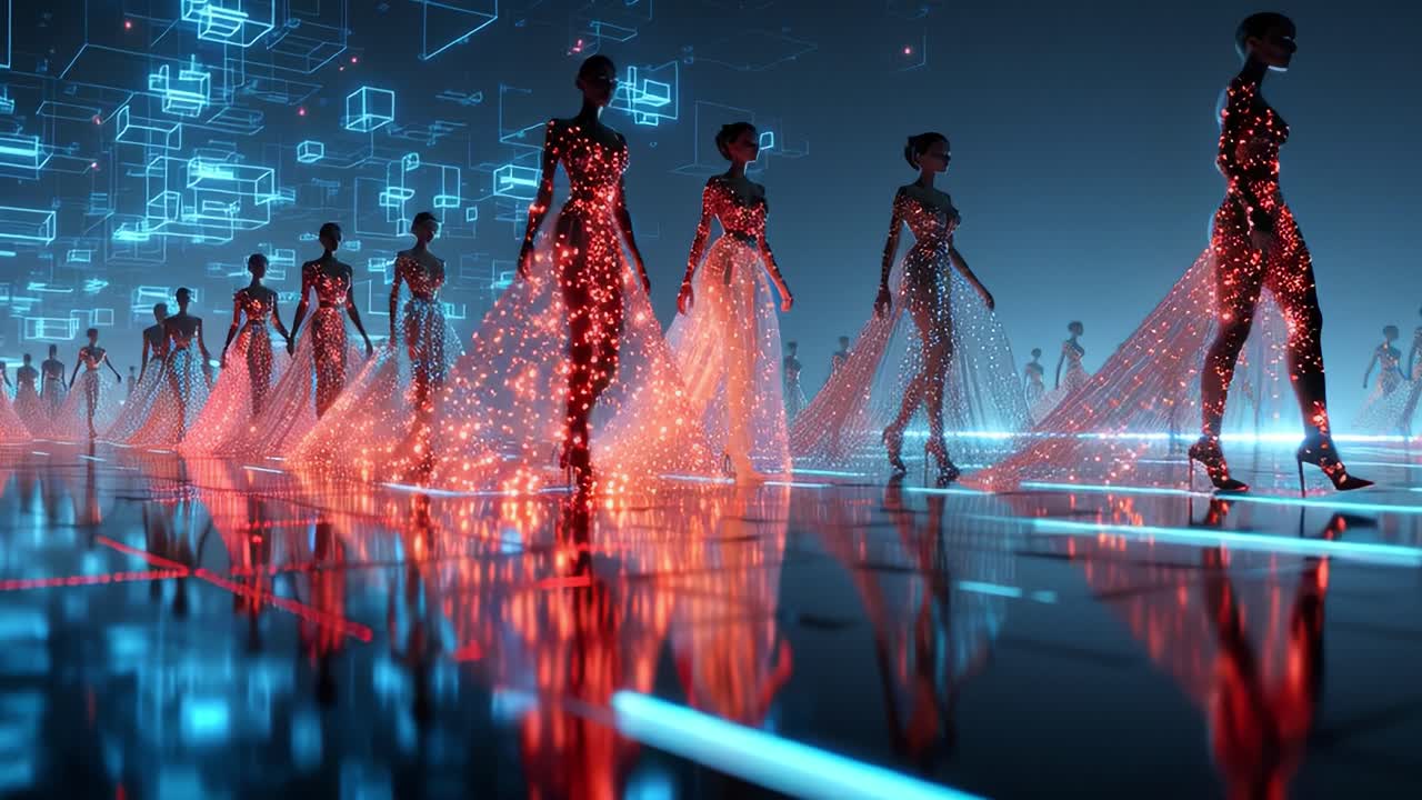 Futuristic Fashion Show with Glowing Dresses
