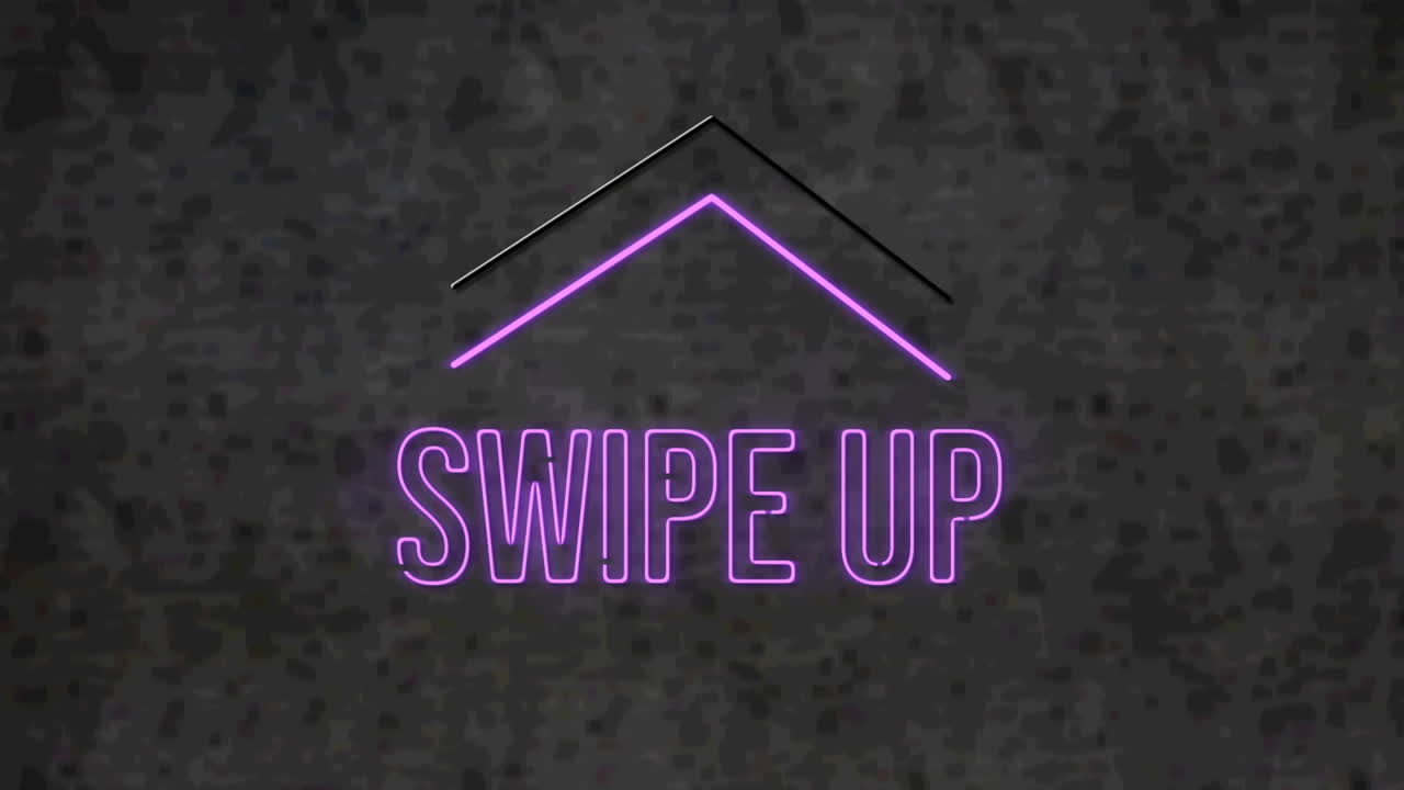 Animation of neon swipe up text over textured background