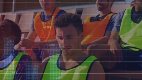 animación del procesamiento de datos financieros sobre diversos jugadores de fútbol