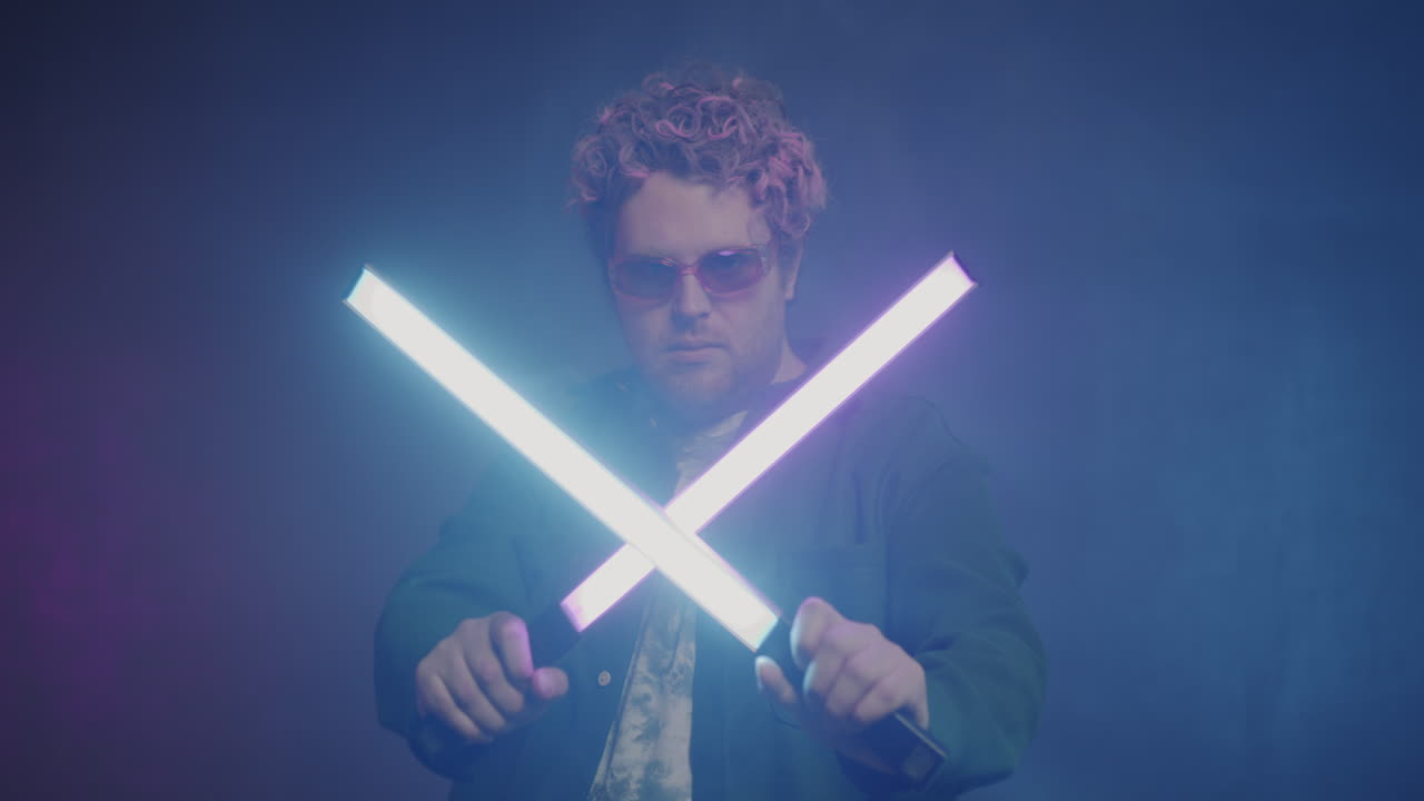 Man with Lightsticks